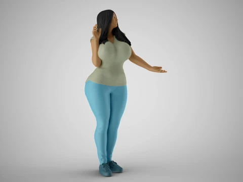 Girl Touching Rain Through Window 3D Print Model