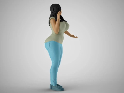 Girl Touching Rain Through Window 3D Print Model