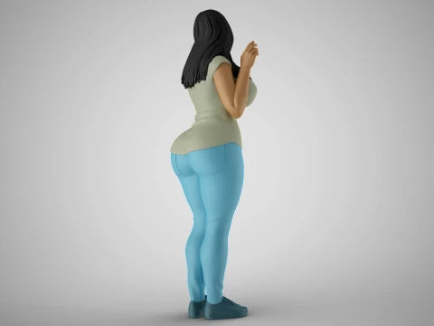 Girl Touching Rain Through Window 3D Print Model