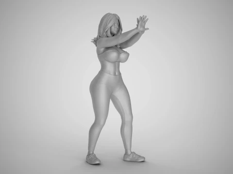 Girl Keeping Distance 3D Print Model