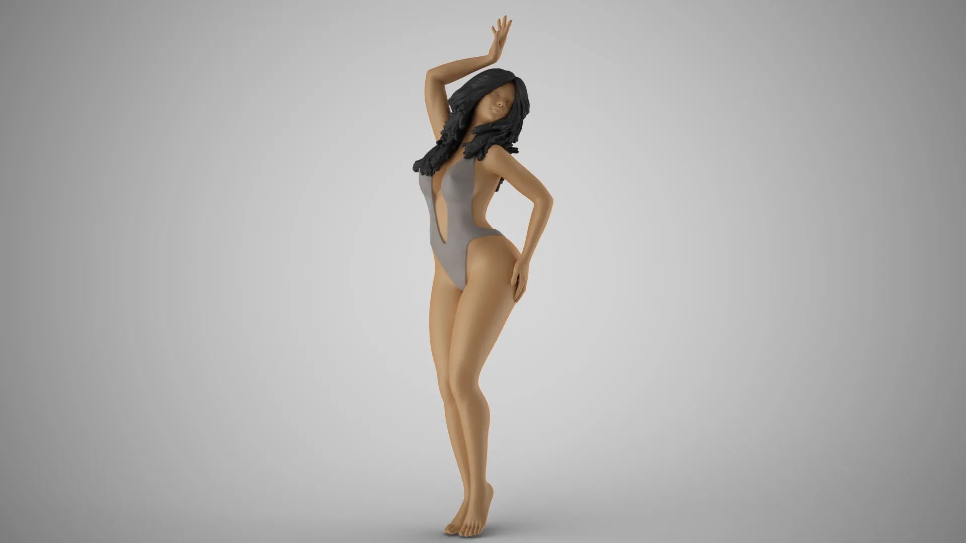 Girl Showing Herself 3 3D Print Model .c4d .max .obj .3ds .fbx .stl .blend