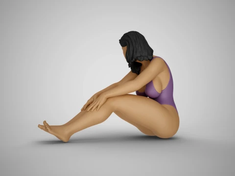 Bored Girl on Beach 3D Print Model