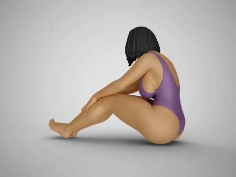 Bored Girl on Beach 3D Print Model
