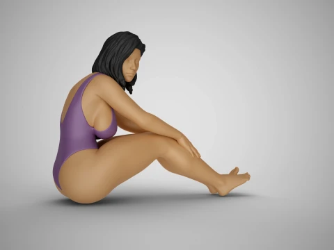 Bored Girl on Beach 3D Print Model