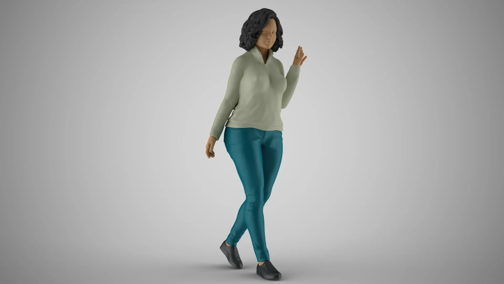 Girl Greetings from Afar 3D Print Model .c4d .max .obj .3ds .fbx .stl .blend