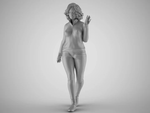 Girl Greetings from Afar 3D Print Model