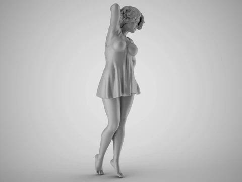 Girl Sleep Drowsiness 3D Print Model