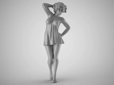 Girl Sleep Drowsiness 3D Print Model
