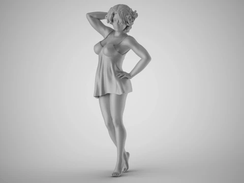 Girl Sleep Drowsiness 3D Print Model