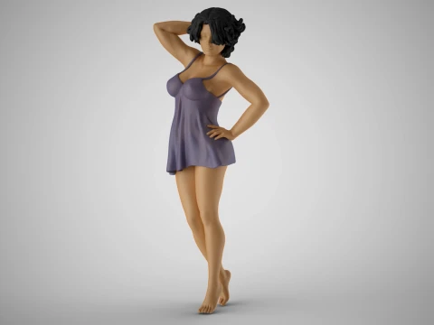 Girl Sleep Drowsiness 3D Print Model