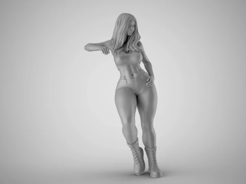 Girl Lean on Arm 3D Print Model
