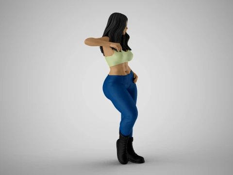 Girl Lean on Arm 3D Print Model
