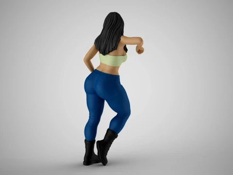 Girl Lean on Arm 3D Print Model