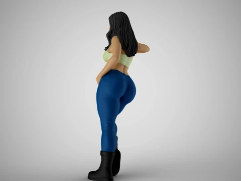 Girl Lean on Arm 3D Print Model