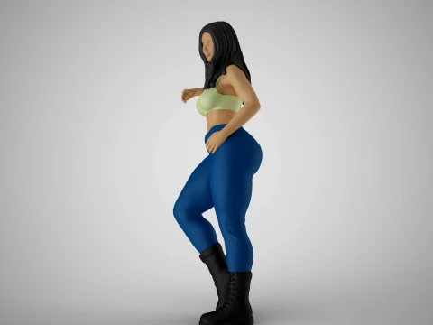 Girl Lean on Arm 3D Print Model
