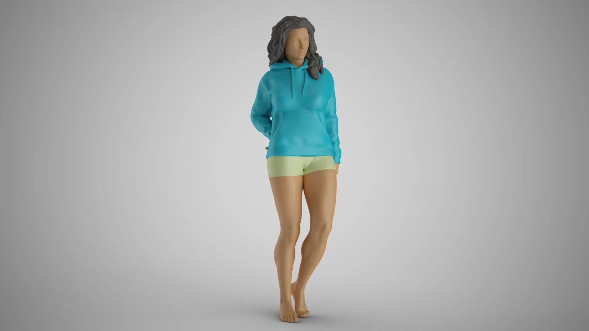 Wandering Girl 3D Print Model .c4d .max .obj .3ds .fbx .stl .blend