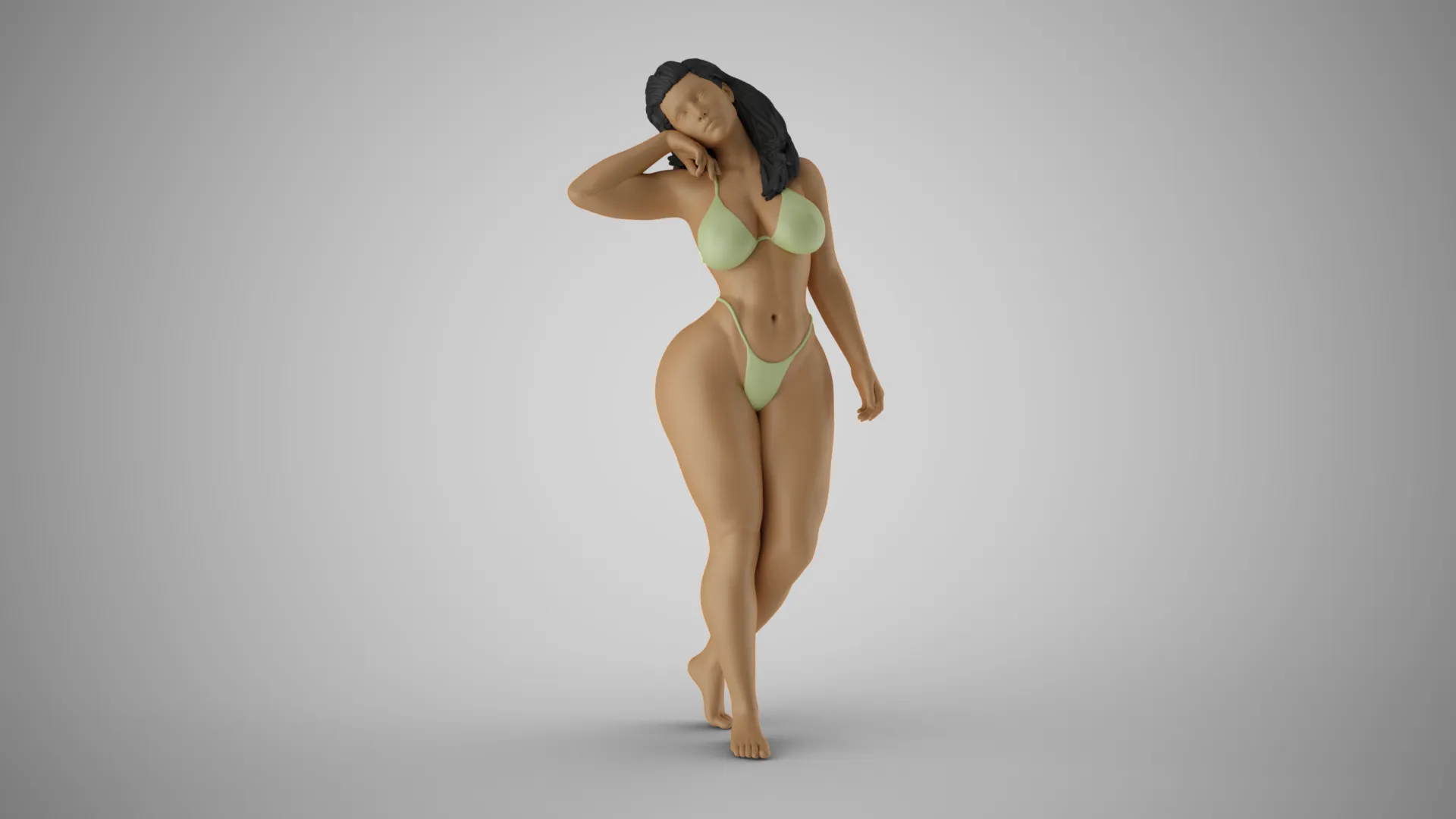 Girl Throw Back Hair 3D Print Model .c4d .max .obj .3ds .fbx .stl .blend