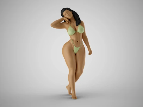 M&auml;dchen wirft Haare zur&uuml;ck 3D Druckmodell