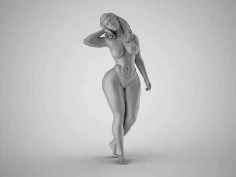 Girl Throw Back Hair 3D Print Model