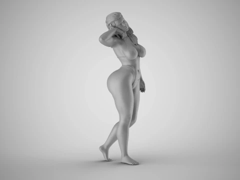 Girl Throw Back Hair 3D Print Model