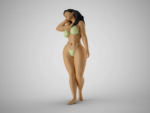 Girl Throw Back Hair 3D Print Model