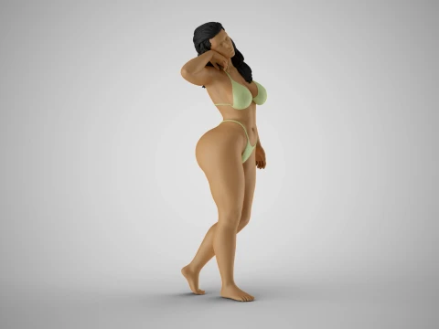 Girl Throw Back Hair 3D Print Model
