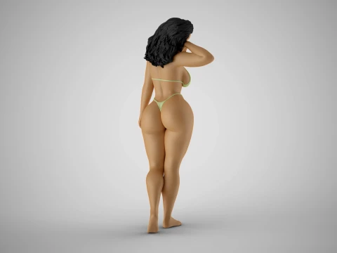 Girl Throw Back Hair 3D Print Model