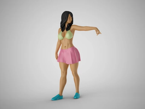 Girl Pointing To Far Away 3D Druckmodell