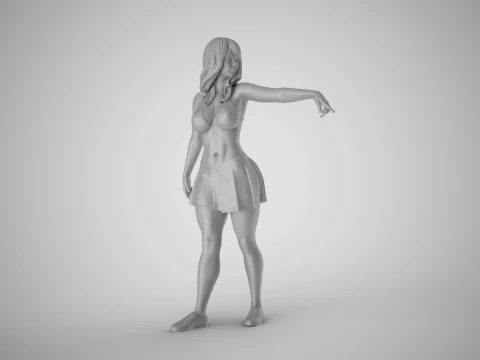 Girl Pointing To Far Away 3D Print Model