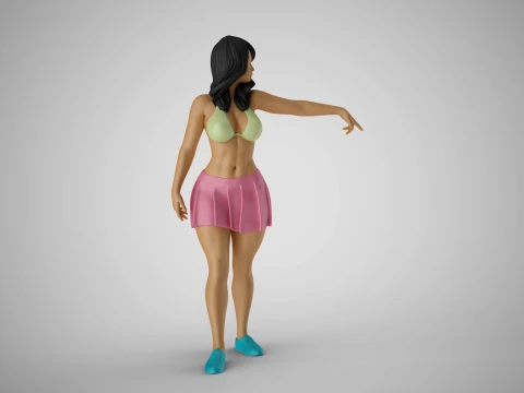 Girl Pointing To Far Away 3D Print Model