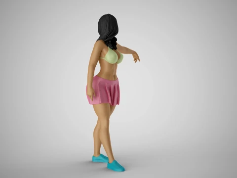 Girl Pointing To Far Away 3D Print Model