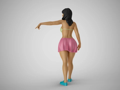 Girl Pointing To Far Away 3D Print Model