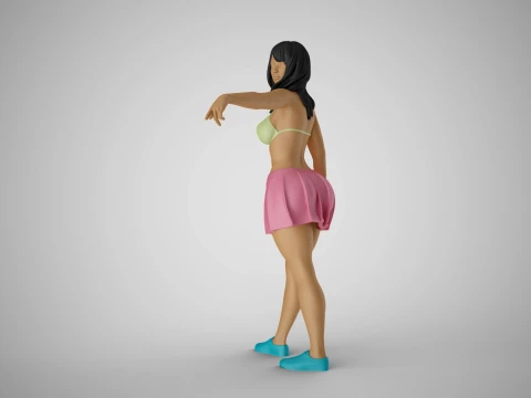 Girl Pointing To Far Away 3D Print Model