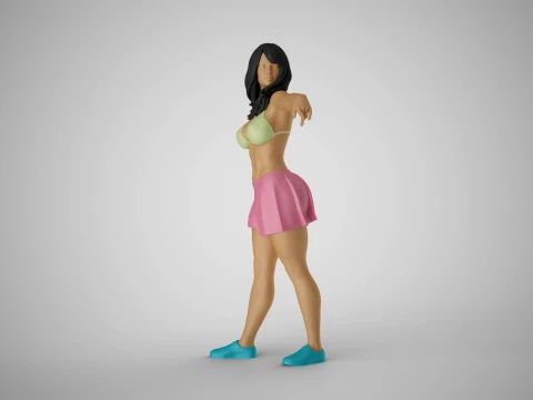 Girl Pointing To Far Away 3D Print Model