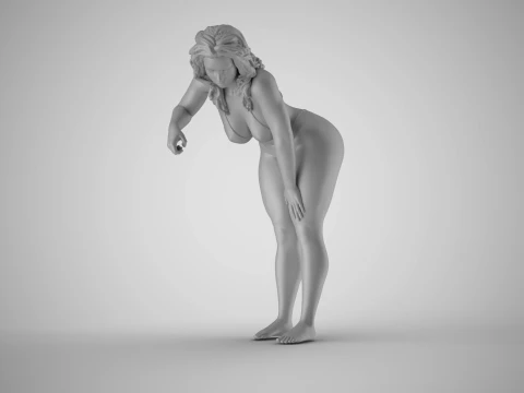 Girl Leaning to Work 3D Print Model