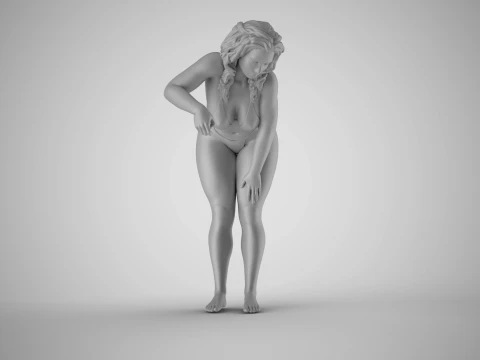Girl Leaning to Work 3D Print Model