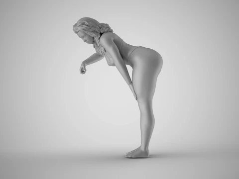 Girl Leaning to Work 3D Print Model
