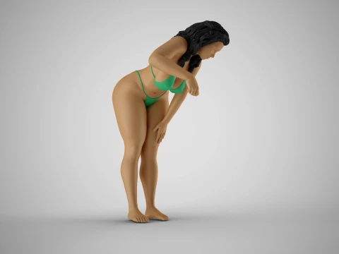 Girl Leaning to Work 3D Print Model