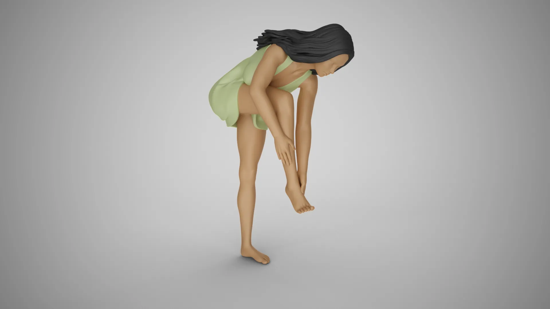Woman Rubbing her Foot 3D Print Model .c4d .max .obj .3ds .fbx .stl .blend 