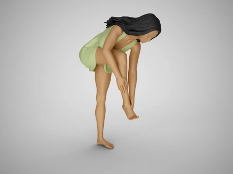 Woman Rubbing her Foot 3D Print Model