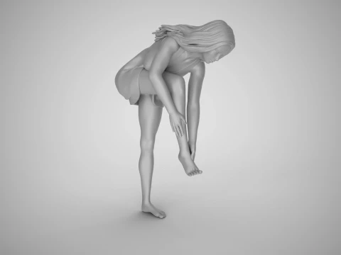 Woman Rubbing her Foot 3D Print Model