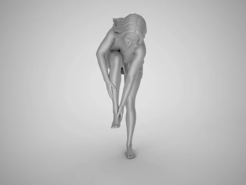 Woman Rubbing her Foot 3D Print Model