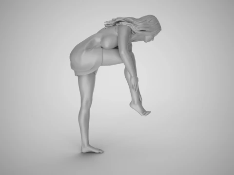 Woman Rubbing her Foot 3D Print Model
