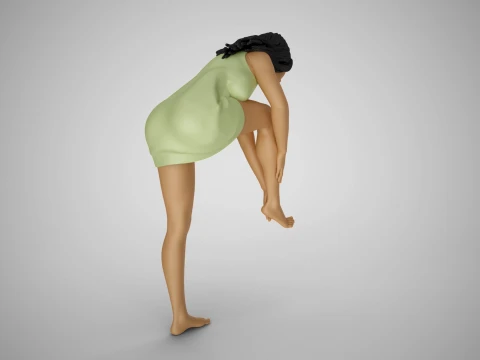 Woman Rubbing her Foot 3D Print Model