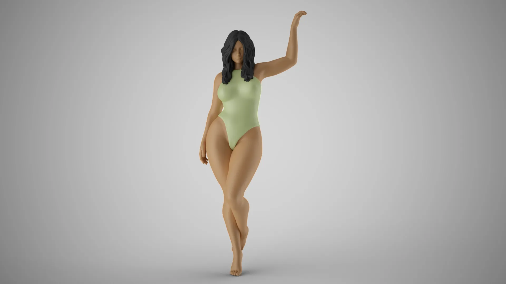 Girl Putting Hand on Shelf 3D Print Model .c4d .max .obj .3ds .fbx .stl .blend 