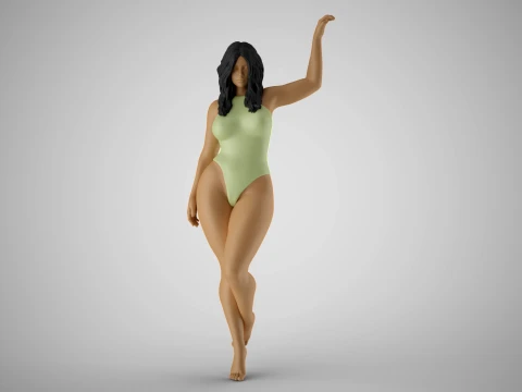 Girl Putting Hand on Shelf 3D Print Model