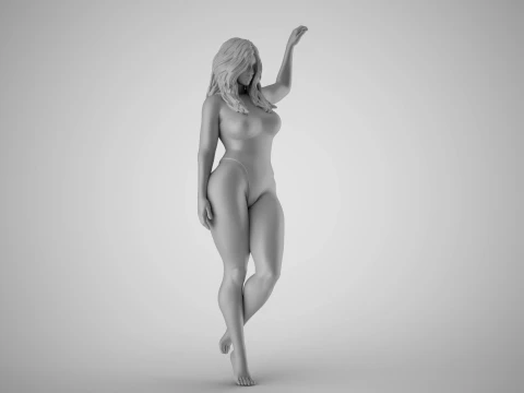 Girl Putting Hand on Shelf 3D Print Model