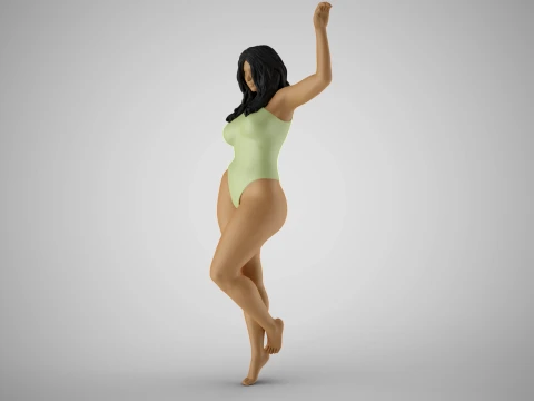 Girl Putting Hand on Shelf 3D Print Model