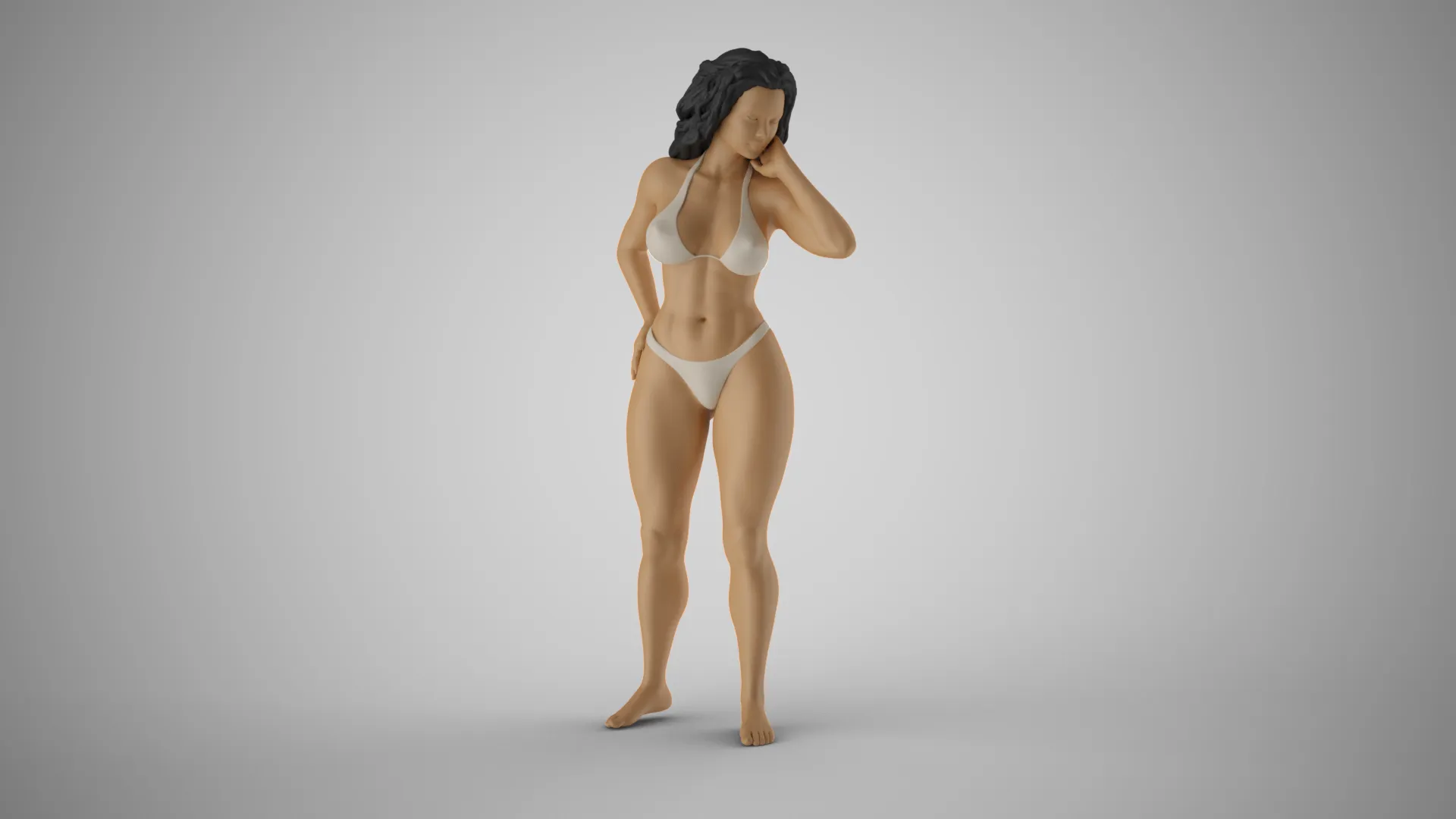 Girl Looking Leaning from Above 3D Print Model .c4d .max .obj .3ds .fbx .stl .blend 