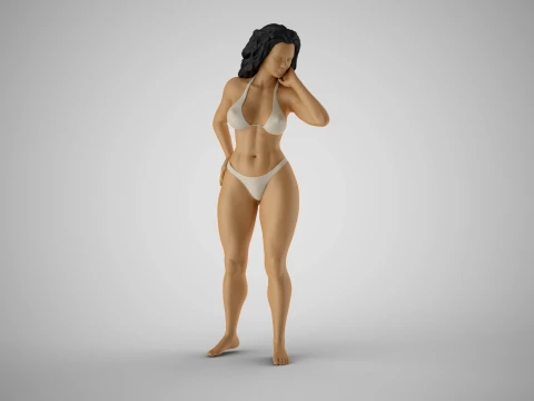 Girl Looking Leaning from Above 3D Print Model
